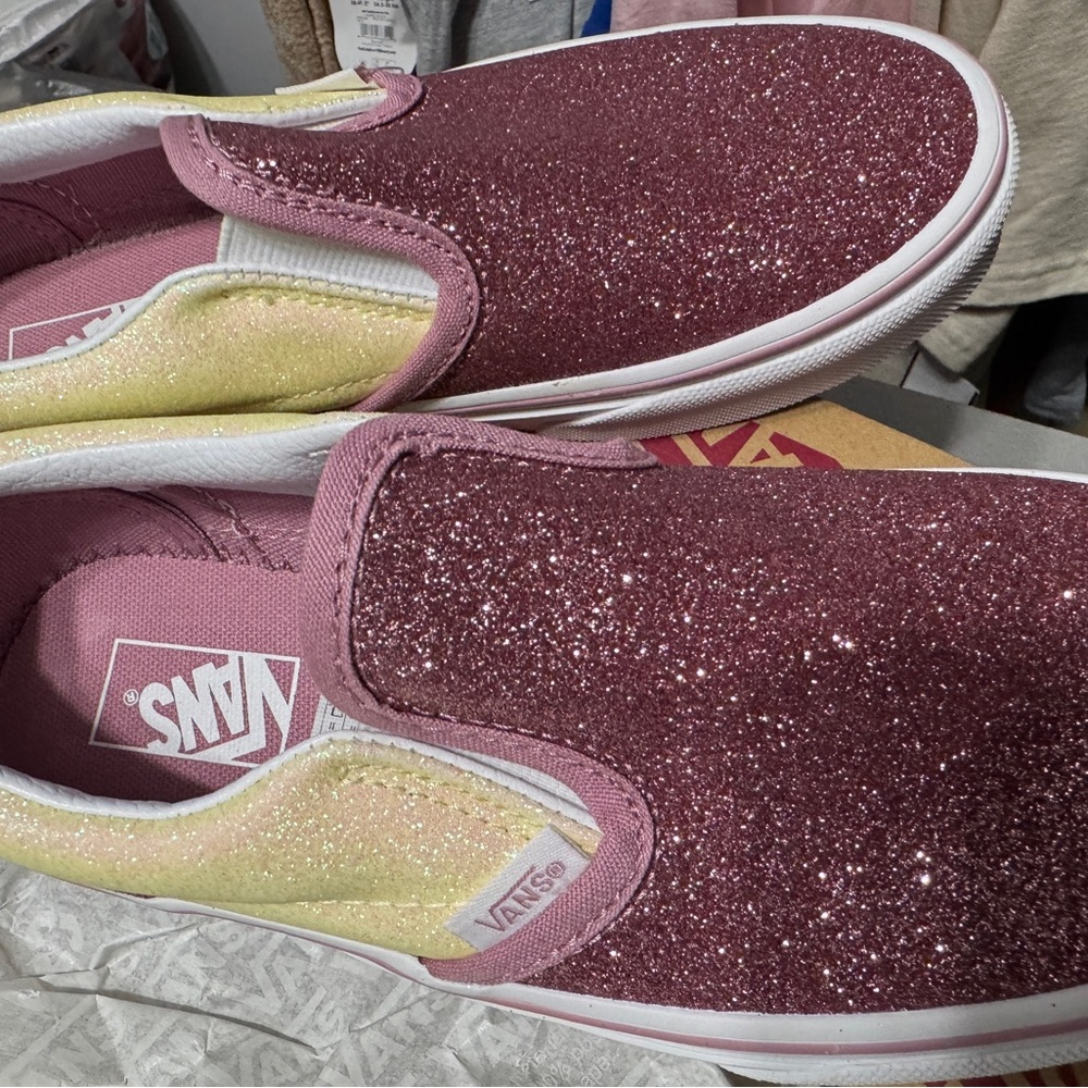 Vans Kids Sneakers in Glittery Pink and Yellow